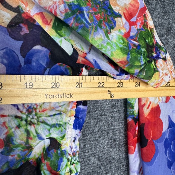 Catherine Malandrino Shirt Womens M Floral Sheer Colorful Long Sleeve Button Up - Picture 7 of 8